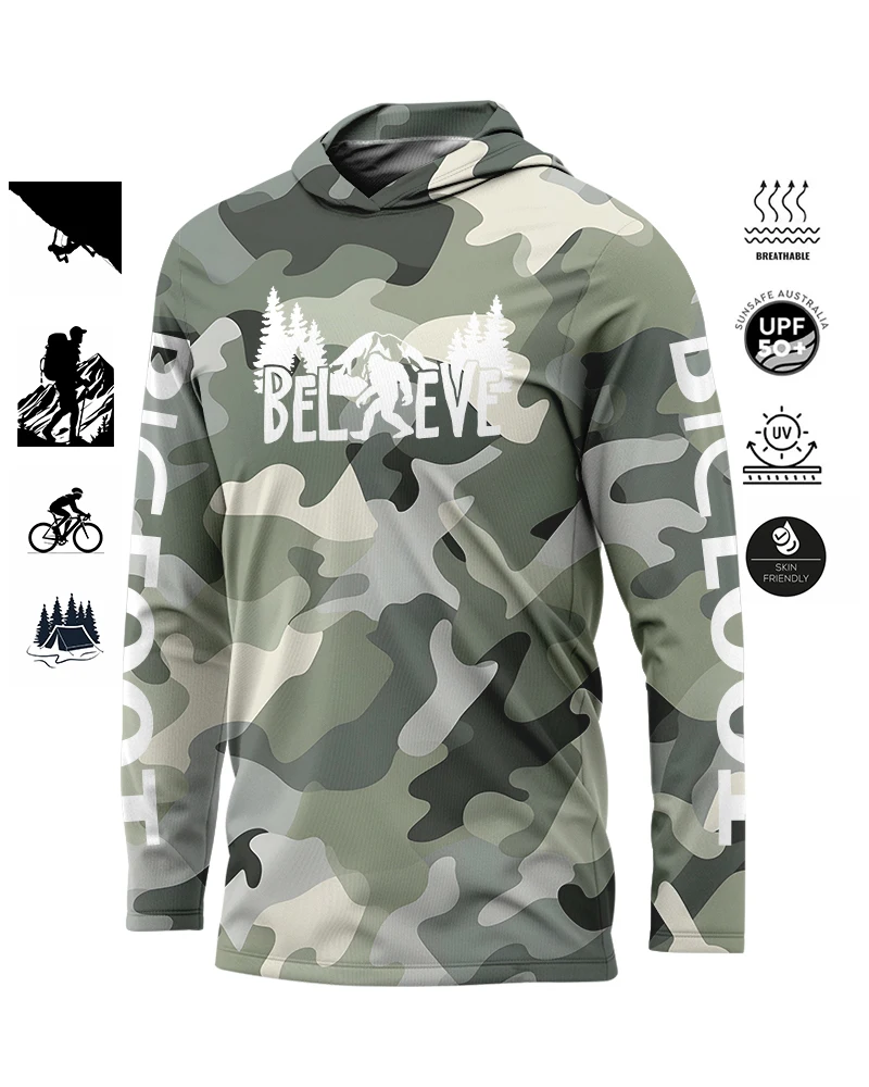 

BIGFOOT Summer Hoodie Camouflage Clothing Fishing Sweater Sports Sunwear Men's Long Sleeve Riding Hoodie