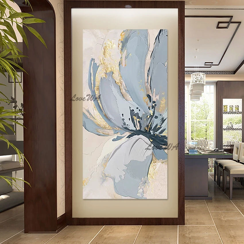 

Холст Абстрактный Дизайн Большой Современный Цветок Картины Маслом Ресторан Украшение Стены Высокое Качество Текстура Художественная Картина Выставка