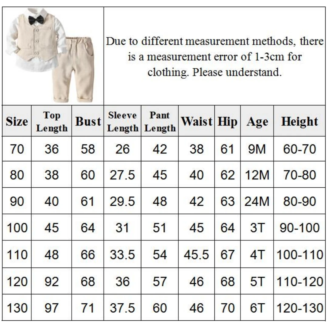 Autumn Spring Toddler Boy Clothes Kids Boys Wedding Suits Striped Vest + White Shirt + Pants Boy Outfits Children Outerwear