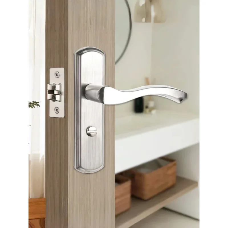 

Ручка для двери ванной комнаты из нержавеющей стали без ключа, обеспечивает конфиденциальность, значительно повышает безопасность, подходит для внутренних помещений.