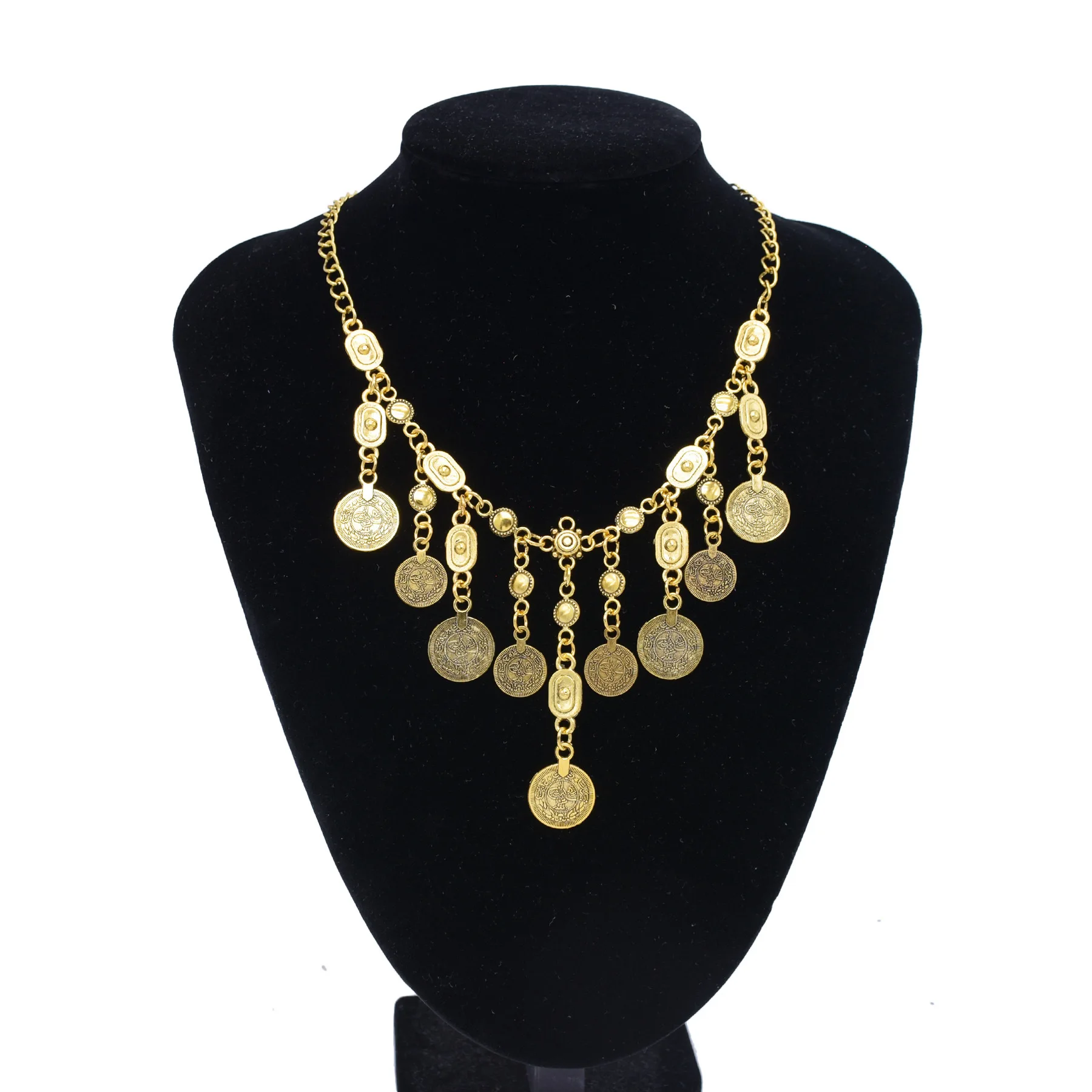 Vintage Traditional Afghan Pakistan Turkey Coins Tassel Pendant Necklace for Women Gypsy Ethnic Statement Coin Necklaces Jewelry