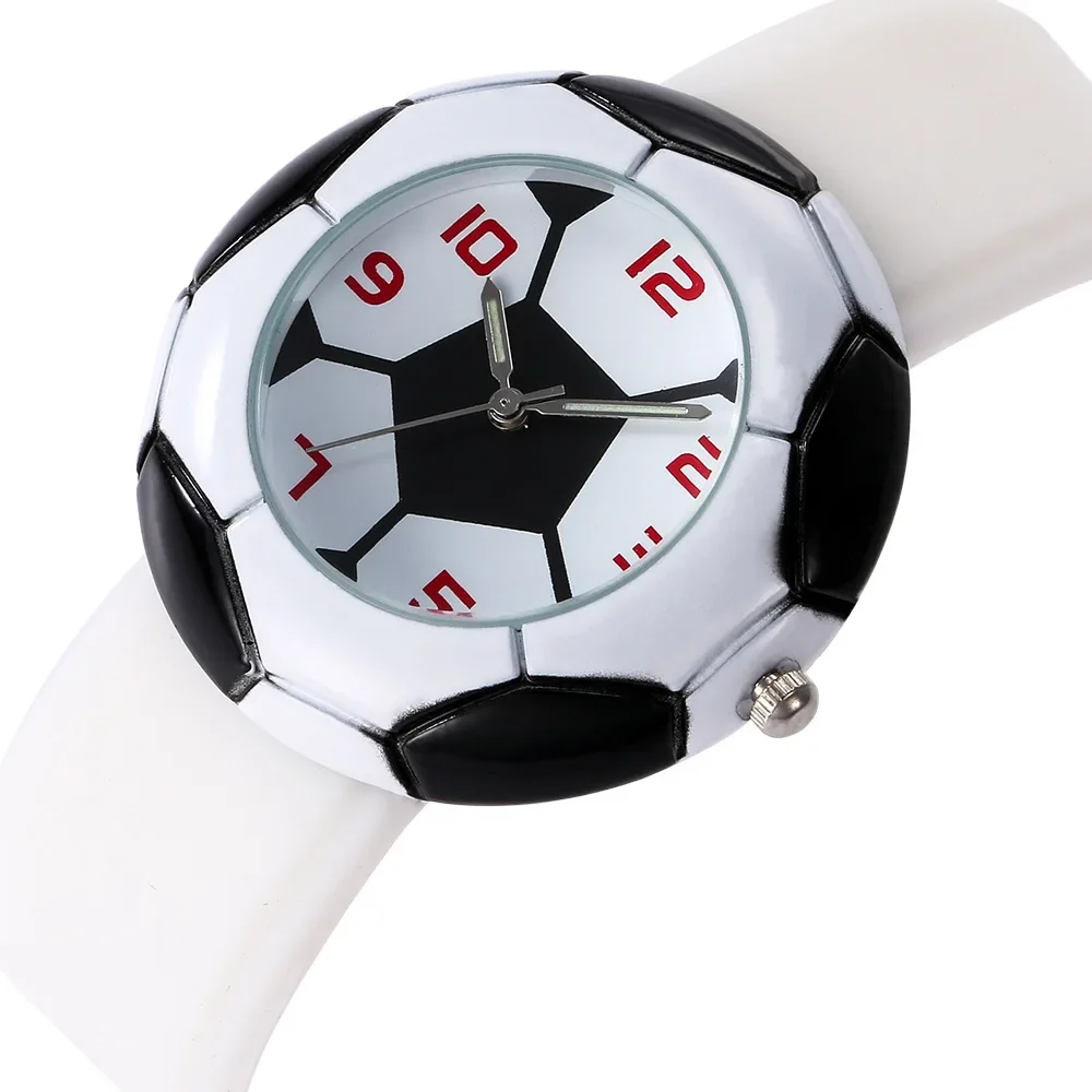 Reloj de cuarzo con patrón de fútbol, cronógrafo deportivo con correa de silicona, Unisex, regalos de cumpleaños