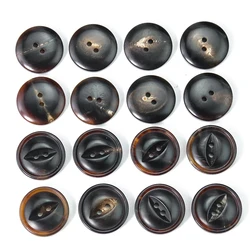 5PCS Natural Cow Croissant Horse Eye Round Vintage Button Two Eye Flat Back Sewing Craft Tunic Scrapbooking Clothes Decoration