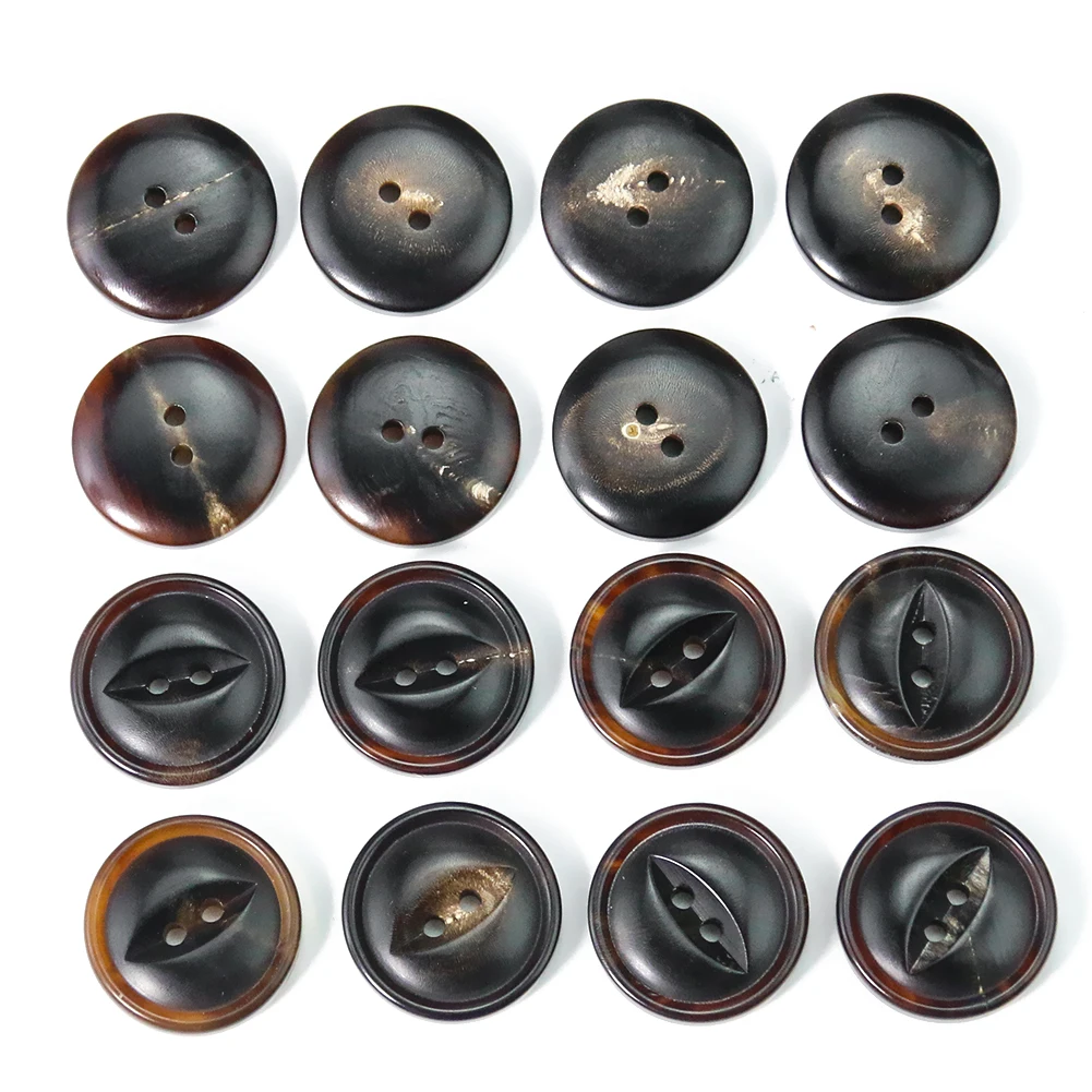 5PCS Natural Cow Croissant Horse Eye Round Vintage Button Two Eye Flat Back Sewing Craft Tunic Scrapbooking Clothes Decoration