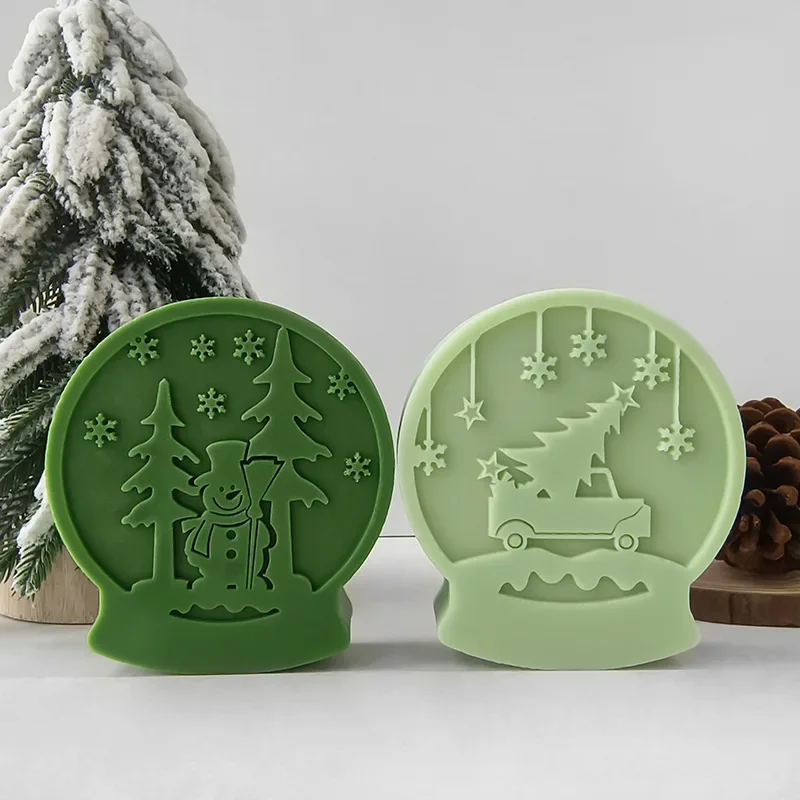 

Handmade Aroma Candles Plaster Molds Christmas Tree Snowman Elk Decoration Mould DIY Christmas Crystal Ball Silicone Mold