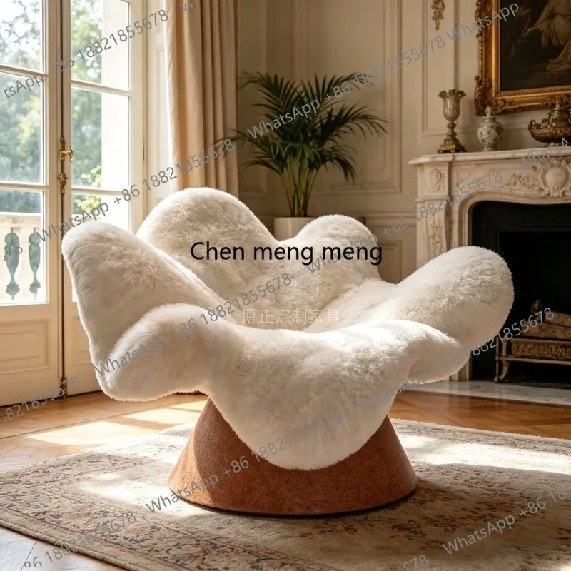 E182 French flower plush chair living room modern simple and comfortable single chair petal sofa chair