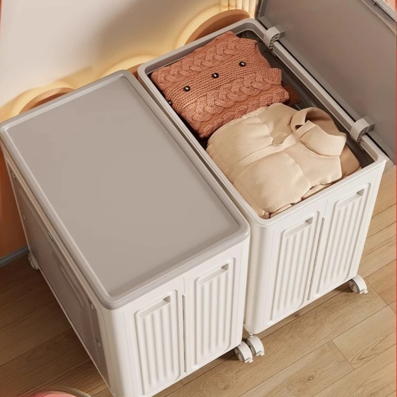 

Foldable Storage Box with Wheels, Large Capacity Organizer for Bedroom Living Room, Dust-Proof Storage Box for Clothes
