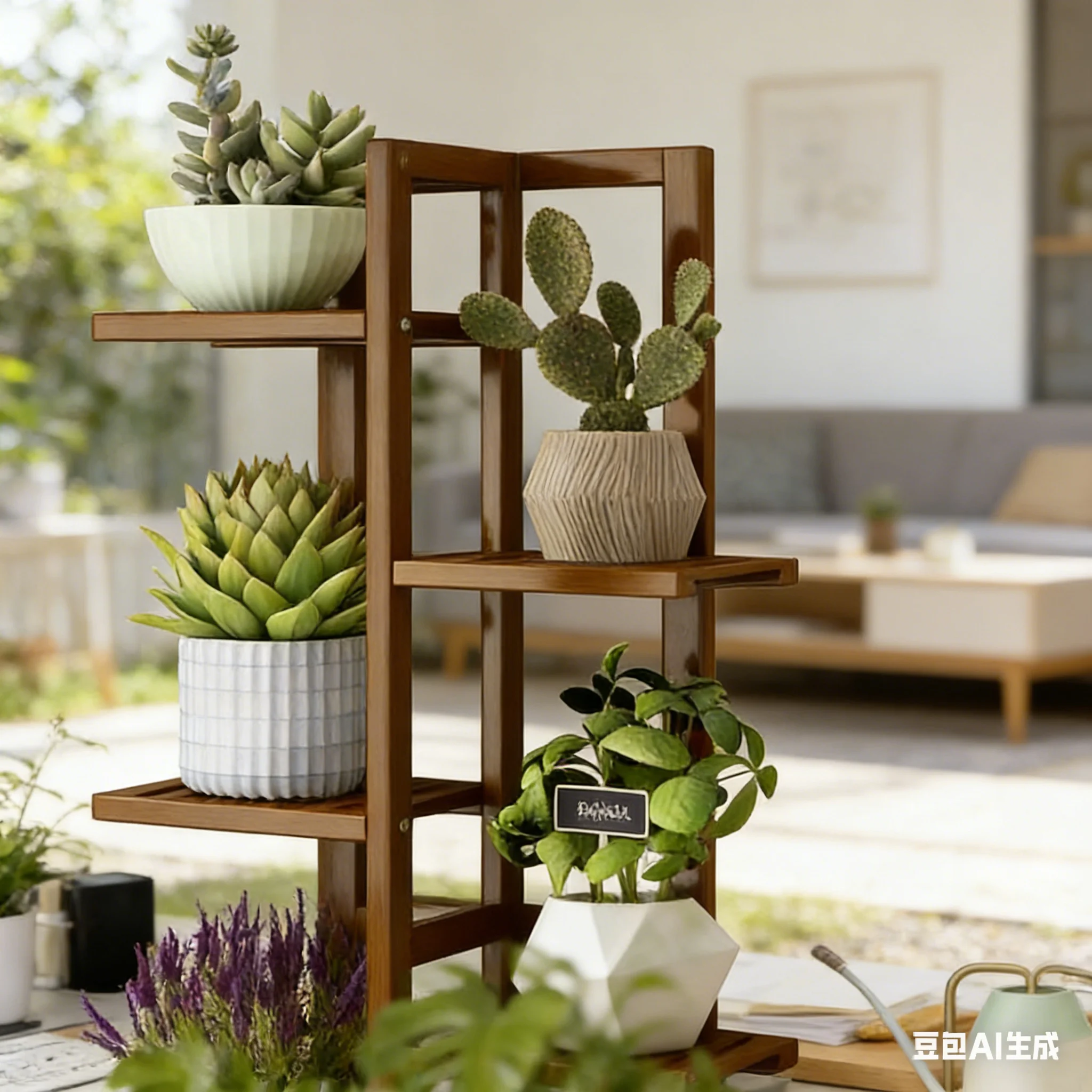 aoliviya-モダンな床置き植物スタンド-マルチティア収納ラック付き-リビングルーム用-屋外ガーデンフラワーホーム-ミニマリストフー