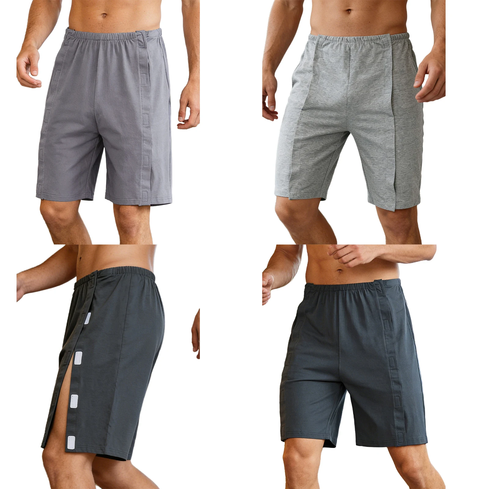 Men Postoperative Clothing Paralyzed Elderly Nursing Shorts Elastic Waistband Hook and Loop Fastener Shorts
