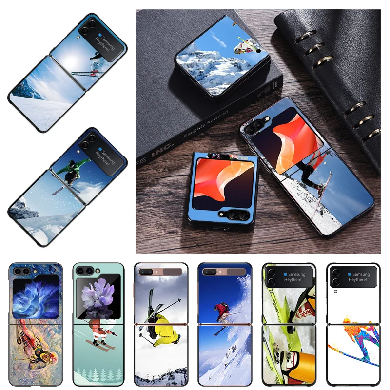 Fundas duras de teléfono de lujo, cubierta de salto de esquí de hielo para Samsung ZFlip6 5G Galaxy Z Flip5 Flip4 Flip3 Flip 6 5 4 3, carcasa Coque Capa