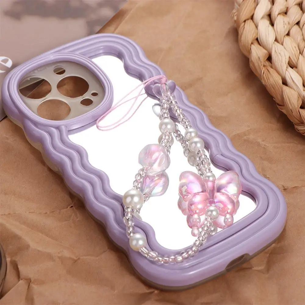 

Ремешок для телефона Y2K серебристый, милый, с бусинами, защита от потери, браслет-цепочка для телефона, брелок