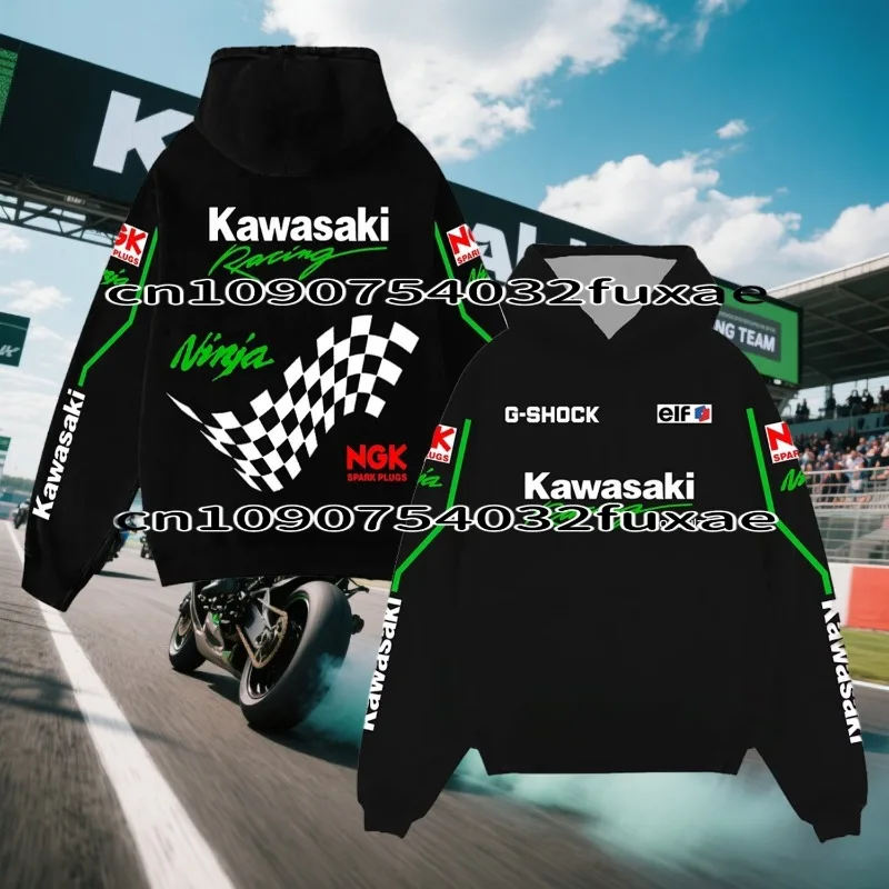 

Kawasaki Racing толстовка большого размера для взрослых уличная одежда с капюшоном унисекс мотоциклетные толстовки пуловеры спортивный костюм одежда