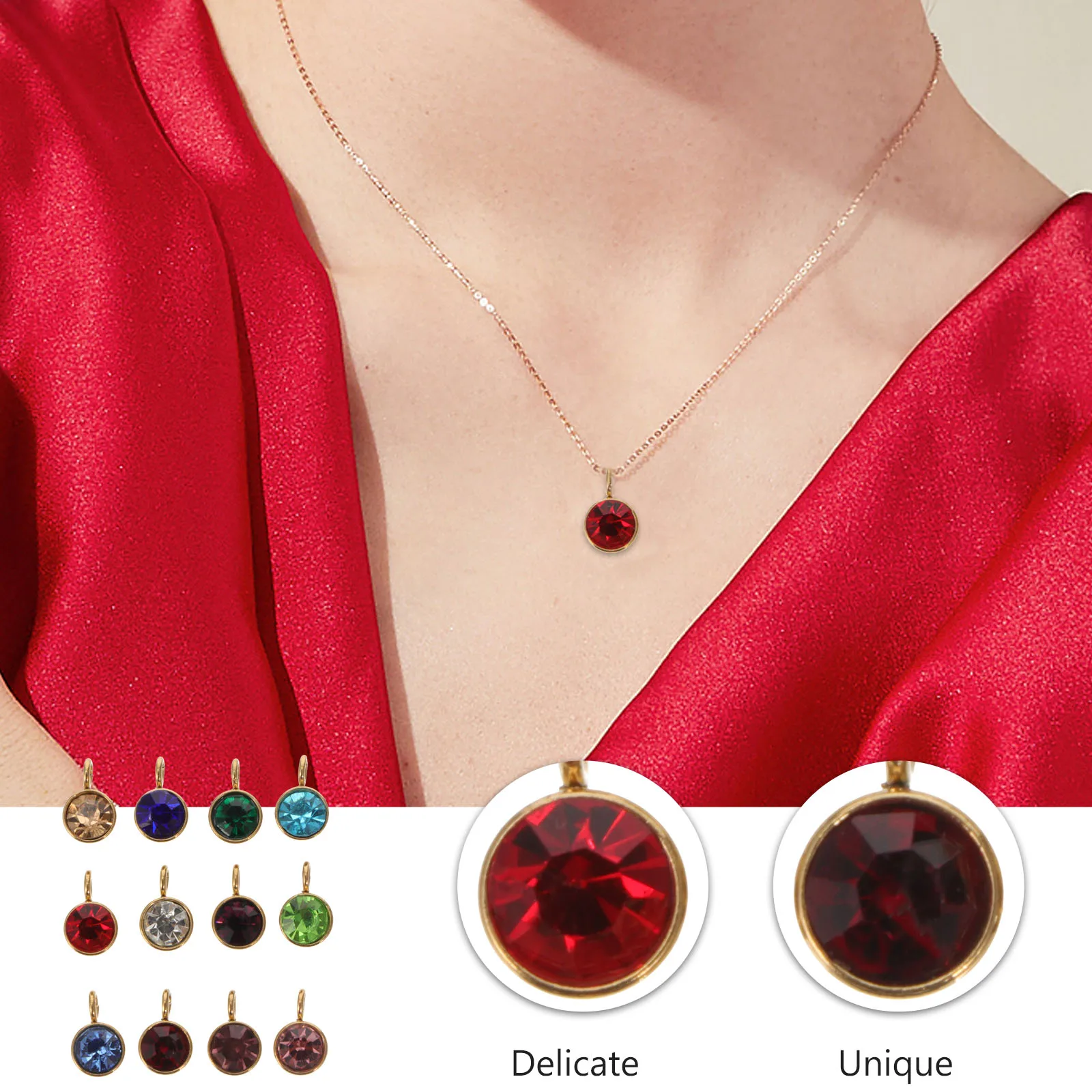 

12 Pcs Birthday Sign Jewelry Beads Birthstone Pendant Charms Birthstones Golden