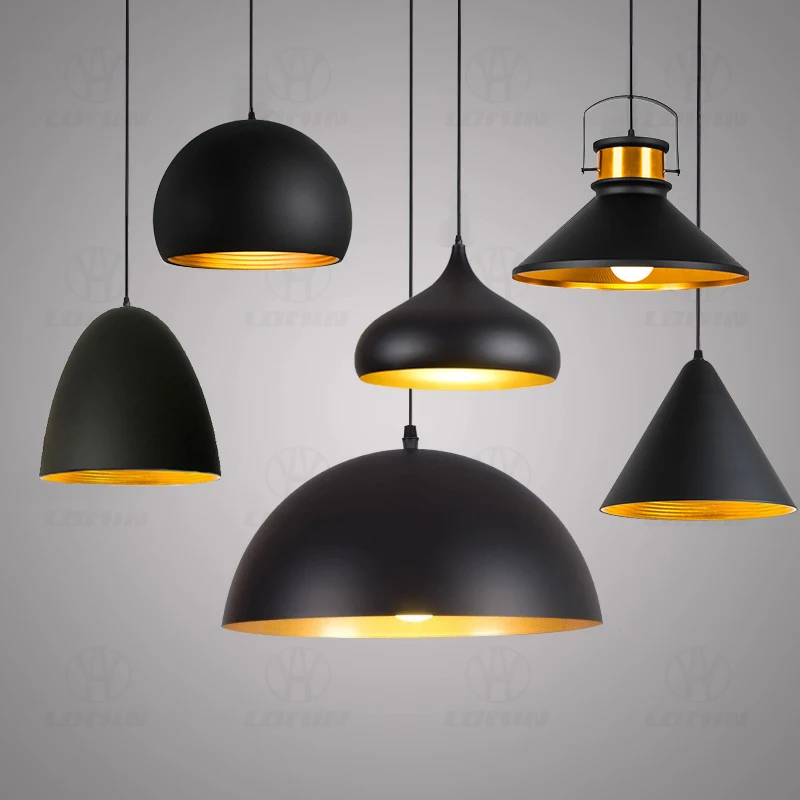 

GEW Nordic Retro Industrial Black Ceiling Pendant Lamp E27 Restaurant Dining table Bar Decorative Pendant Lighting Fixture
