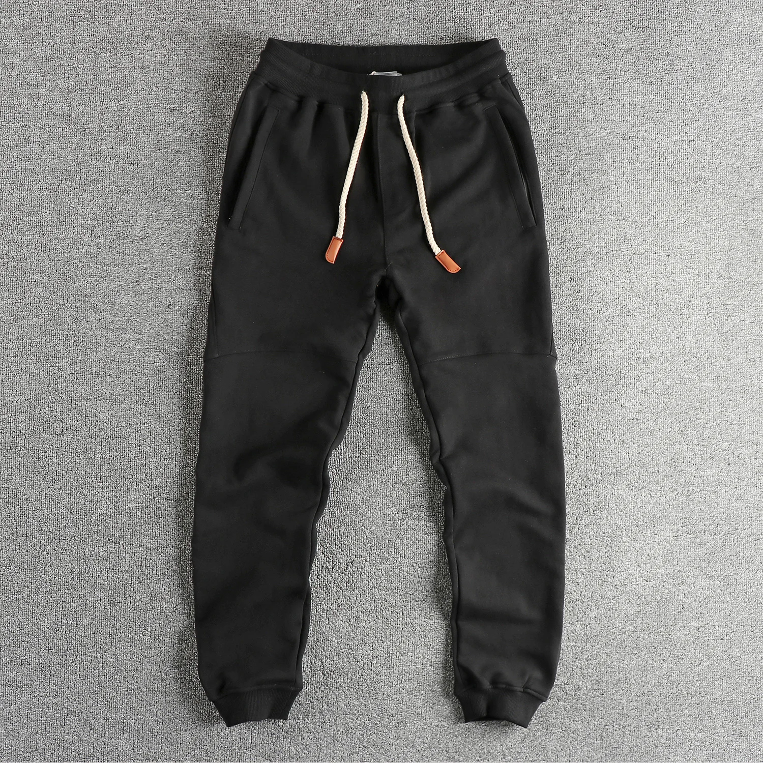 Autumn Japanese Retro Knitted Ankle-length Sweatpants Men's Fashion Elastic Waist Drawstring Sport Casual Ankle-tied Pants