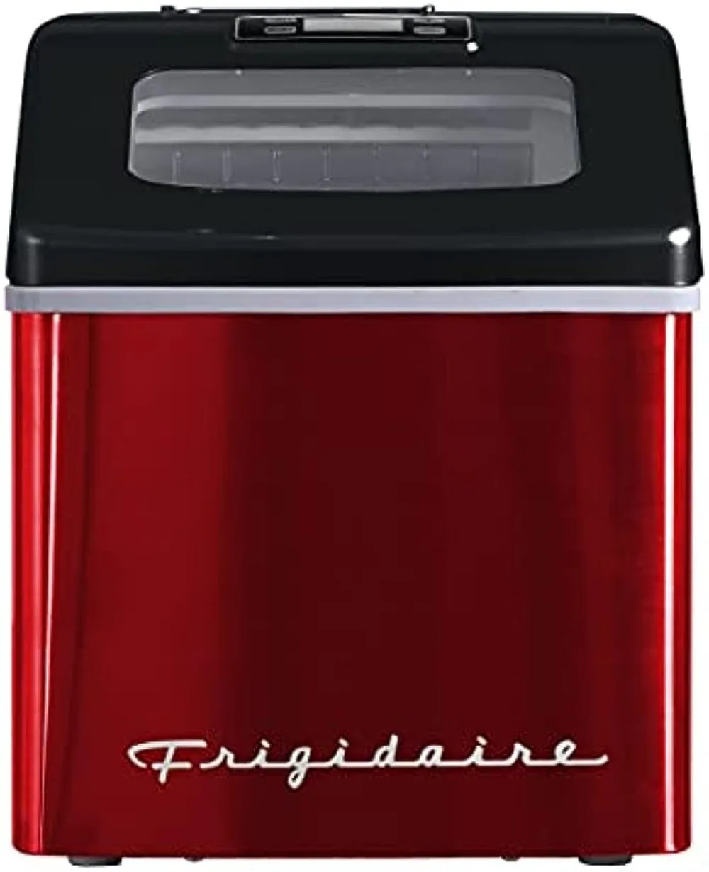 Frigidaire EFIC452-SSRED XL Maker, Makes 40 Lbs. of Clear Square Ice Cubes A Day, Stainless, Red Steel