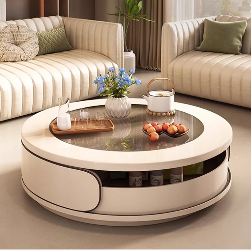 

Скандинавские креативные журнальные столики кремового цвета, современный минималистичный журнальный столик для хранения в гостиной, мебель для дома со стеклянной отделкой FYCT