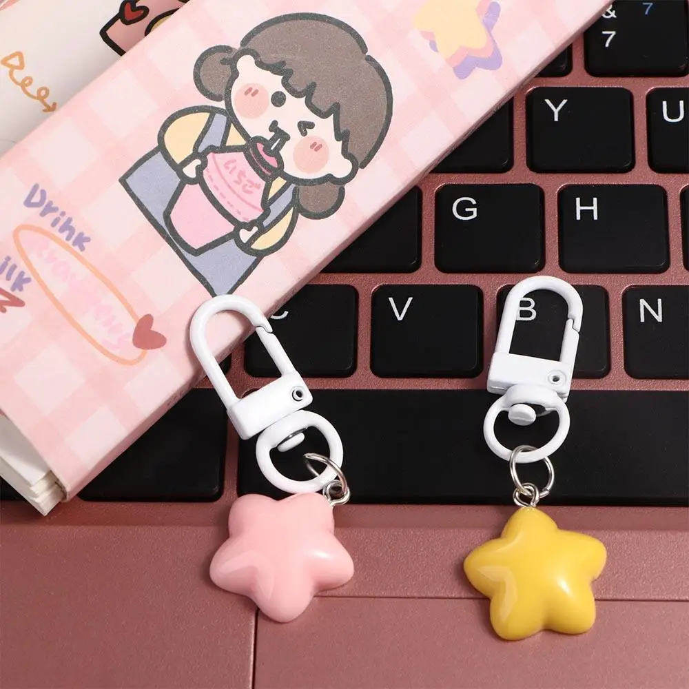 Stars Yellow Pink Stars Keychain Pentagram Soft Chubby Milk Yellow Star Keychain Yellow/Pink Chubby Birthday Gifts