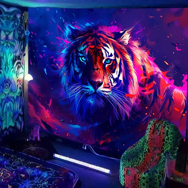 VIKAMA Colorful Tiger Head Tapestry Wall Decoration Living Room Background Wall Room Decoration Home Decoration