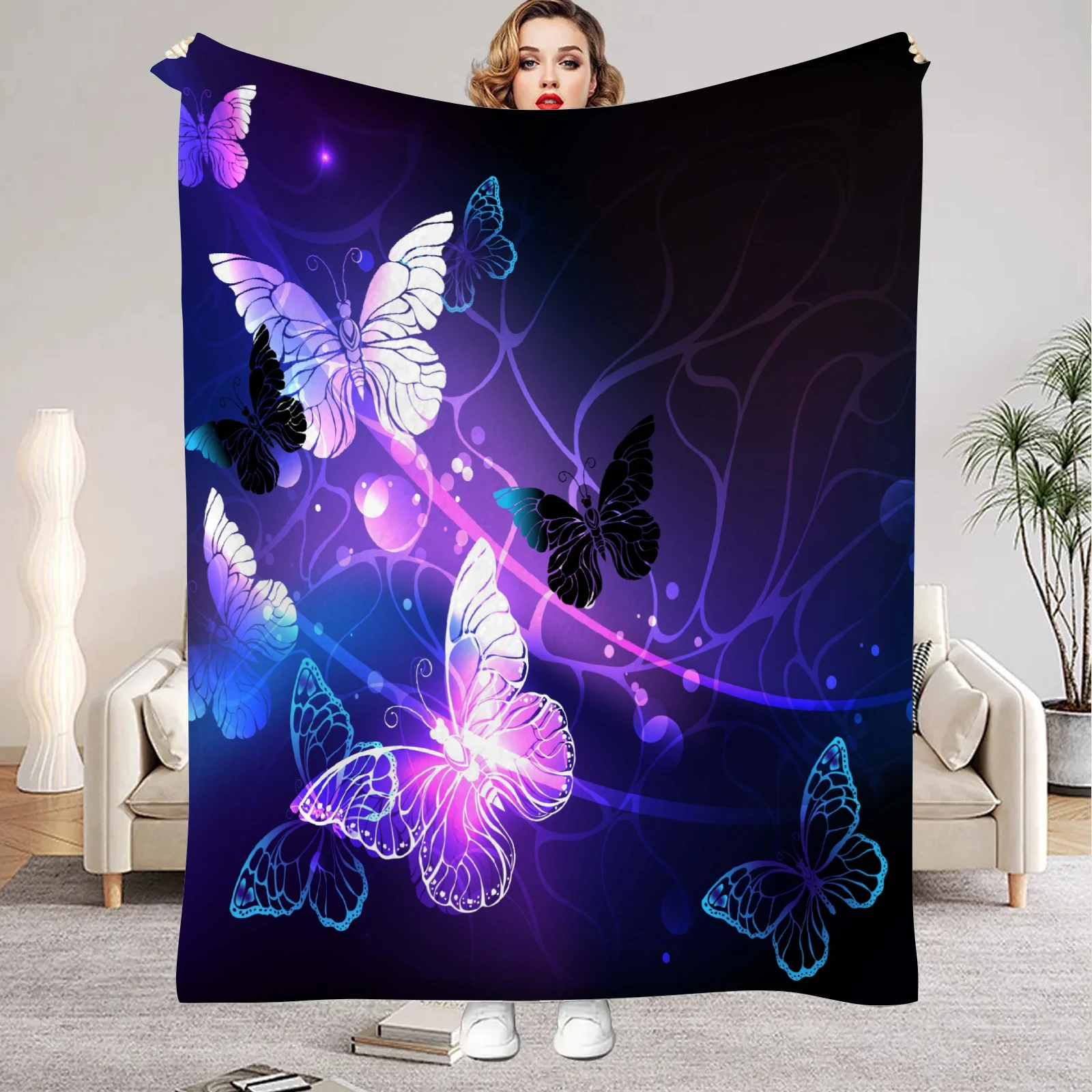 

Фланелевое одеяло с 3D принтом бабочек, одеяло для офиса, дома, кемпинга, сна, одеяла для отдыха, подарки на день рождения для украшения дома