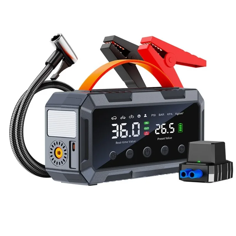 8000A Dual 25‑Cylinder Car Jump Starter Built‑In Air Compressor Portable Vehicle Emergency Booster Power Bank