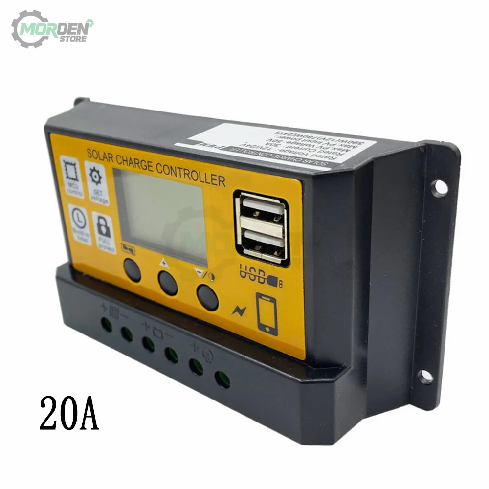 Solar Controller 12V/24V 30A 20A 10A Solar Regulator PWM Battery Charger LCD Display Power Supply Accessories