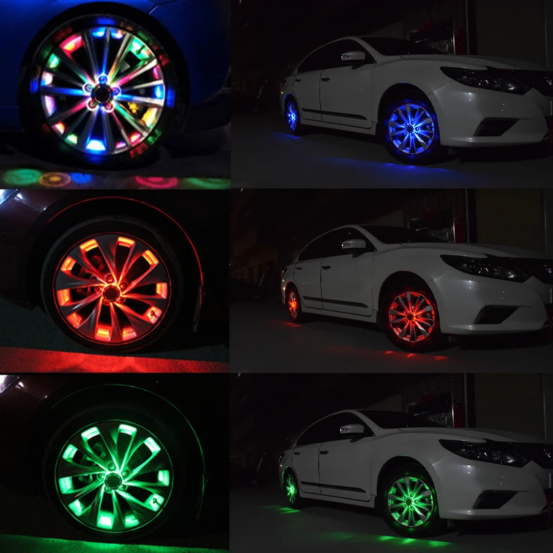 4Pcs Car Wheel light Solar Energy Flash Waterproof Auto Shining Hub Lamp RGB Solar Tire Colorful Atmosphere Lamp Car Accessories - Image 5
