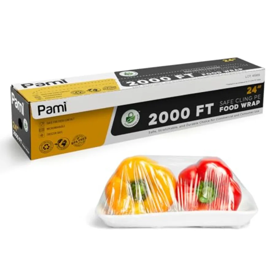 

Clear Plastic Cling Wrap for Food Bulk Commercial Food Wrap with Dispenser Bpa-Free Microwave and Freezer Safe