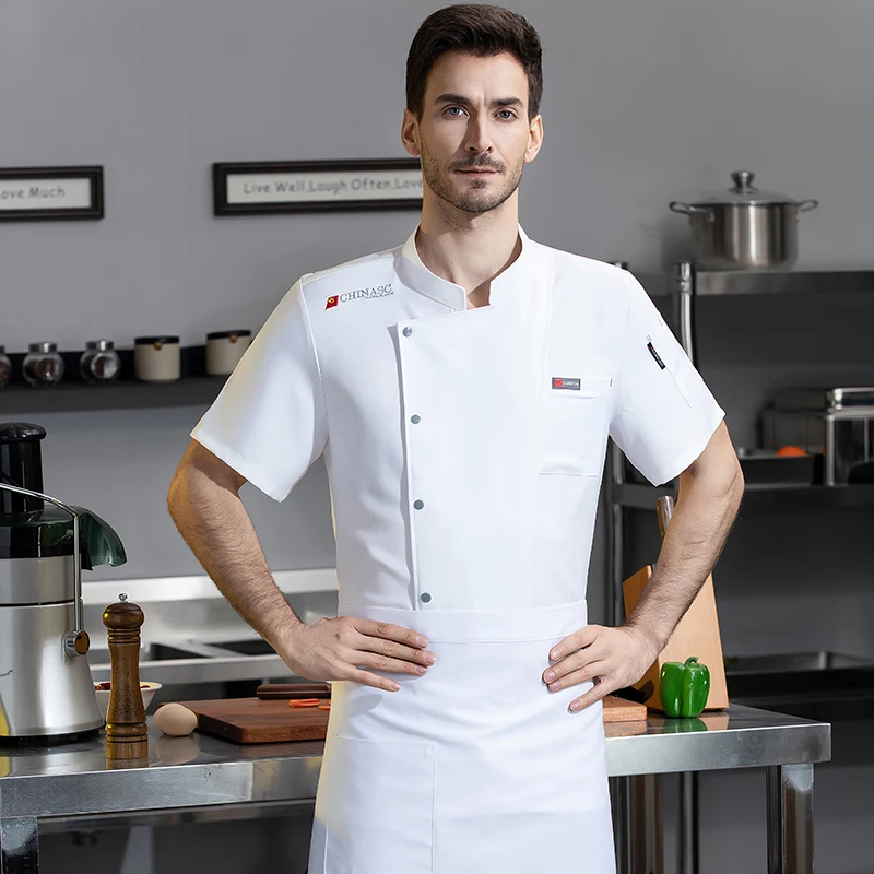 Ropa de cocina de servicio de alimentos, chaqueta de Chef suave y cómoda, delgada, fácil de secar, uniforme de camarero para comedor, monos de cocina