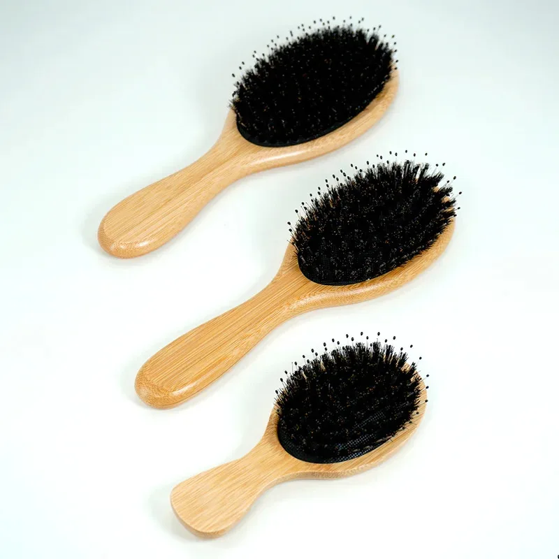 

Natural Bamboo Comb Boar Bristle Hair Brush Portable Wooden Air Cushion Comb Scalp Detangler Haircomb Salon Styling Hair Tools