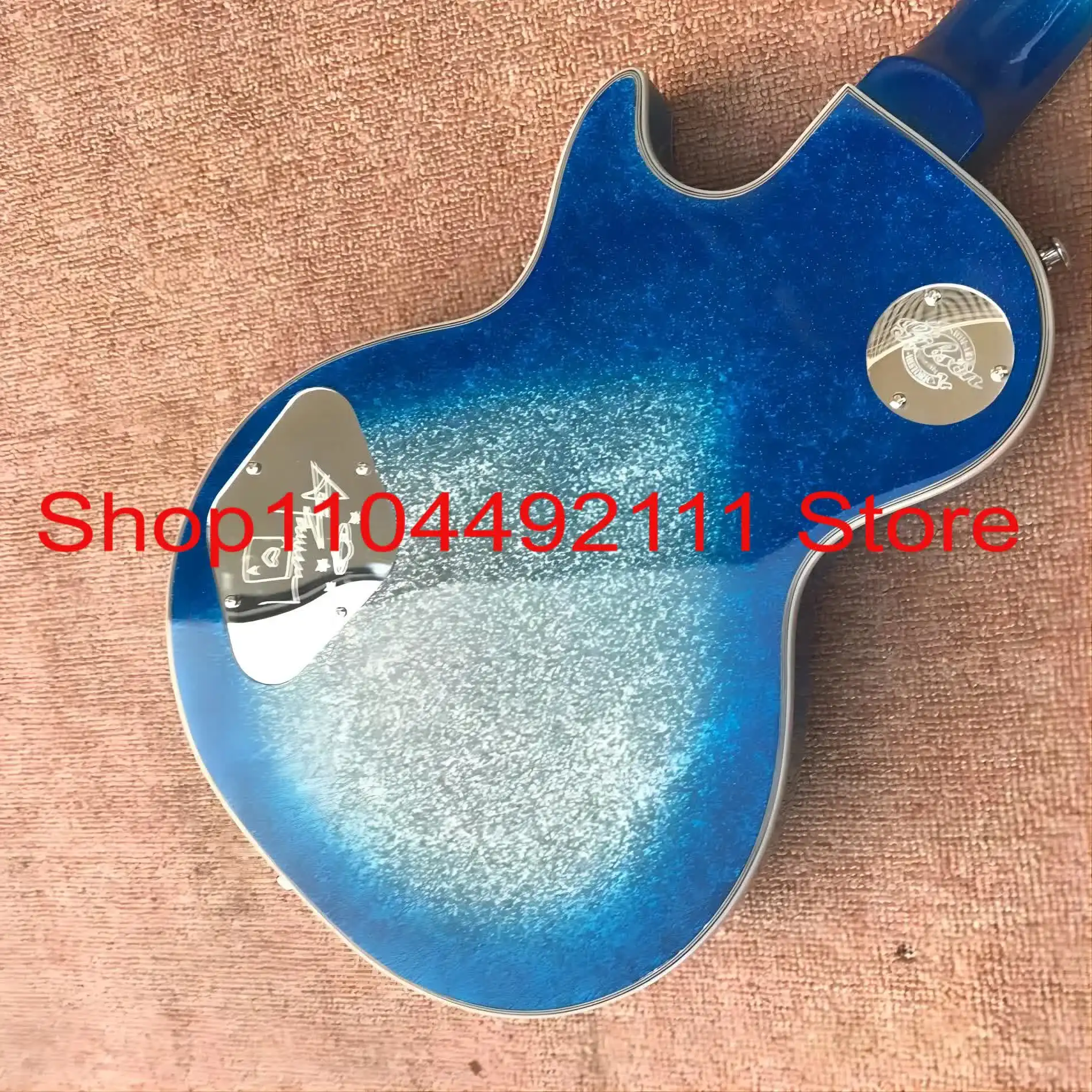 قضيب تروس مرآة جيتار كهربائي كبير لامع باللون الأزرق الفضي، 3 التقاطات بغطاء من الكروم، موالفات جروفر، 2112