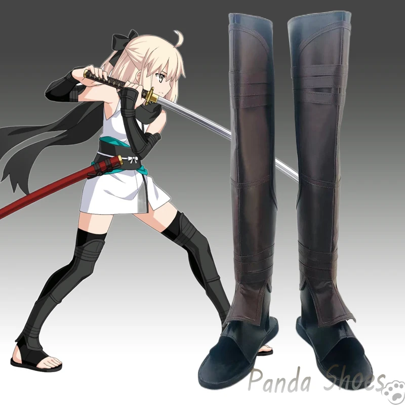 Fate Grand Order Okita Souji Cosplay buty Anime gra bo długie buty komiczne przebranie na karnawał rekwizyty dla impreza z okazji Halloween