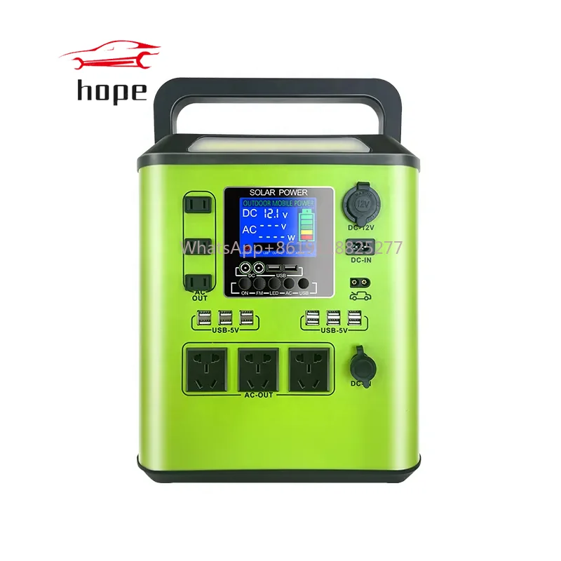 big capacity battery pack 1000W 1500W 2000W solar power station outdoor energy storage with led light for RV car charging