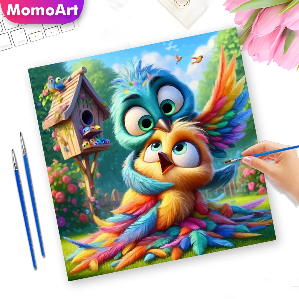 Momoart Oil Painting By Numbers Bird Animal DIY Rose Wall Art Painting By Number Bird's Nest New Arrivals Decor for Home