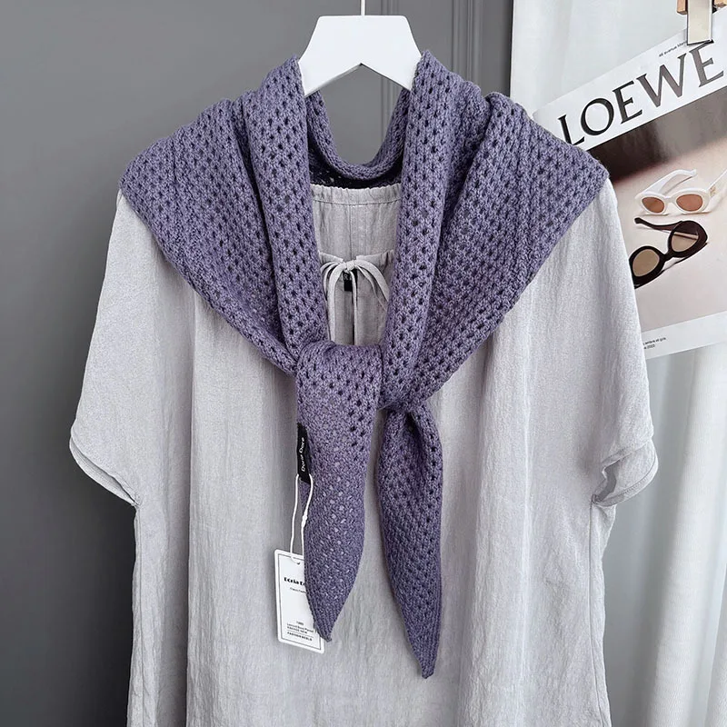 

Merino Wool Triangular Scarf Women, Knitted Wool Hollow Design, High-Quality Soft Scarf, Fashionable and Elegant Neckwear