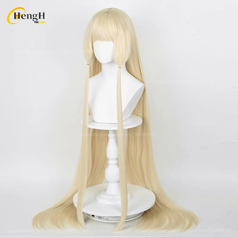 Disponibile Anime Chi Capelli sintetici Lunghi 120 cm Capelli lisci dorati chiari Capelli resistenti al calore Parrucche cosplay per feste di Halloween