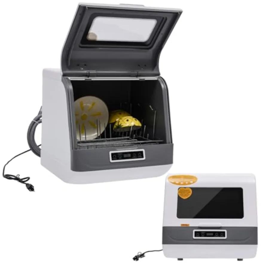 Portable Countertop Dishwasher 8-Liter Built-In Water Tank 3 Programs 360-Degree Spraying Air Dry for Apartments RV Dorms White