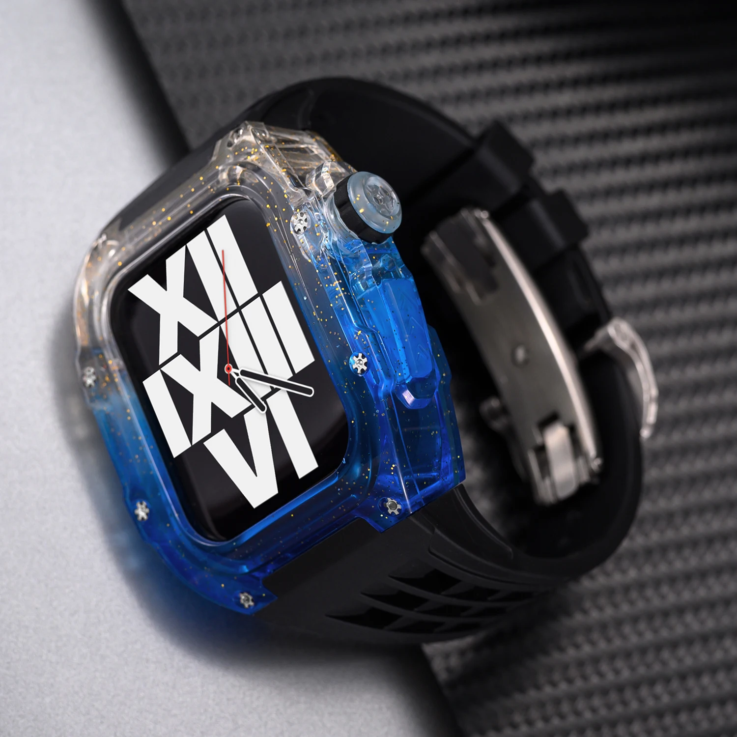 Cinturino di copertura per modifica sfumata Bling per Apple Watch 9 8 7 6 5 4 44mm 45mm Kit Mod trasparente custodia sostituzione cinturino in Silicone