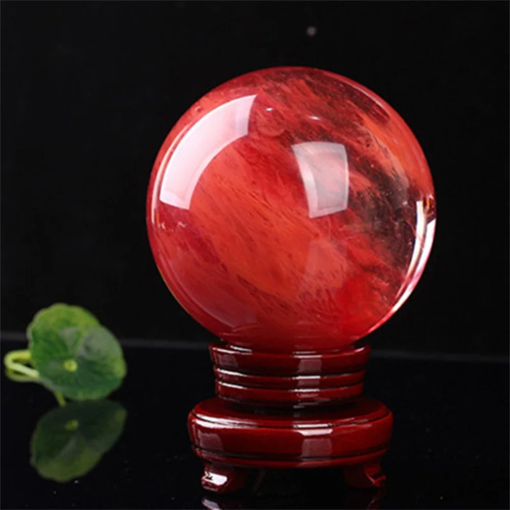 Rare Beautiful Natural Red Citrine Calcite Quartz Crystal Sphere Ball Healing Gemstone Home Decor