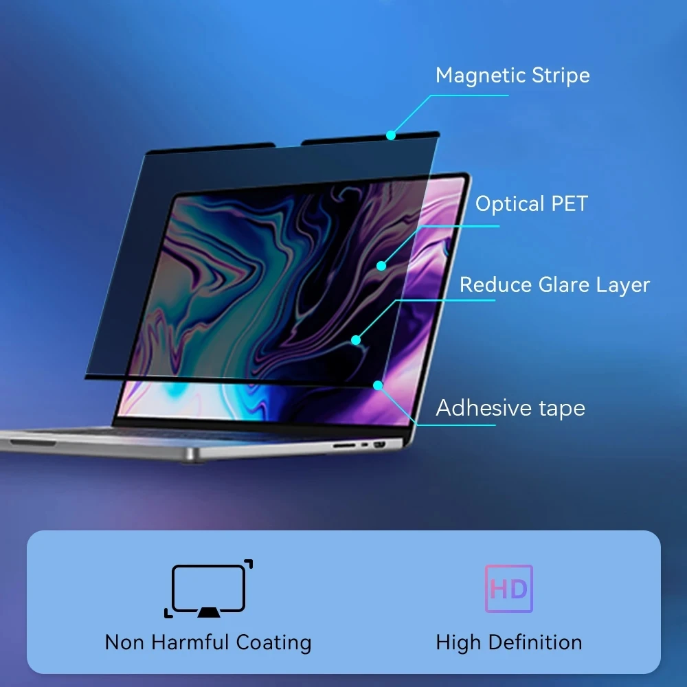 Macbook Pro 14 için gizlilik filtresi 2024 2021 A2442 A2779 A2918 A2992 14.2 inç Anti-spy ekran koruyucu Anti-peep parlama önleyici