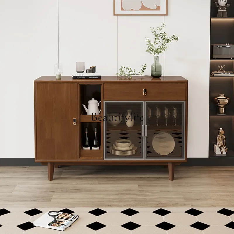 

Nordic solid wood dining side cabinet, simple and modern multi-functional integrated wall locker