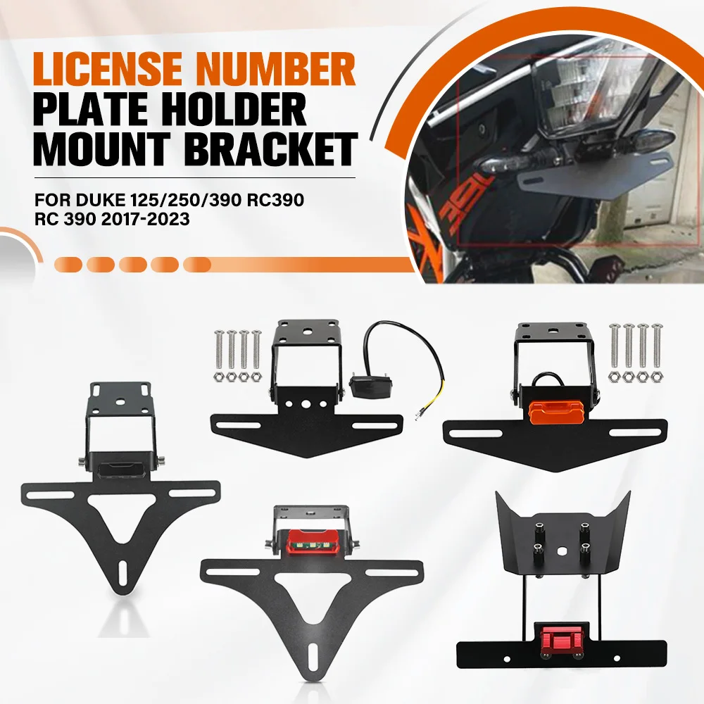 

For Duke 125/250/390 RC390 RC 390 2017-2019-2023 Motorcycle License Plate Holder Rear Tail Tidy Fender Eliminator Kit Bracket