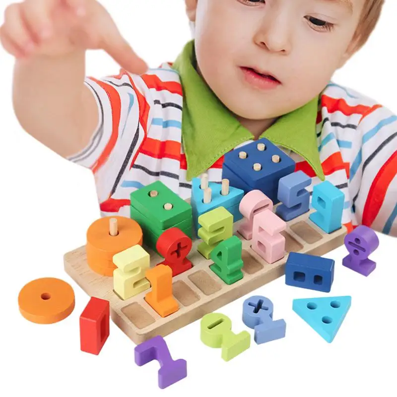 Numero di legno Puzzle Numero Puzzle Forma Selezionatore Bambino Conteggio Giocattoli Numero per bambini Giocattoli Blocchi di apprendimento per l'educazione precoce