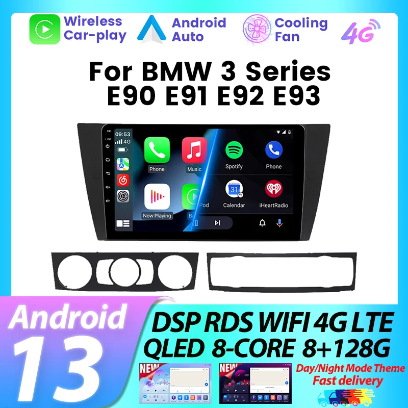 Android 13 GPS Radio samochodowe z nawigacją dla BMW 3 serii E90 E91 E92 E93 2005-2013 odtwarzacz multimedialny bezprzewodowy Carplay WiFi jednostka