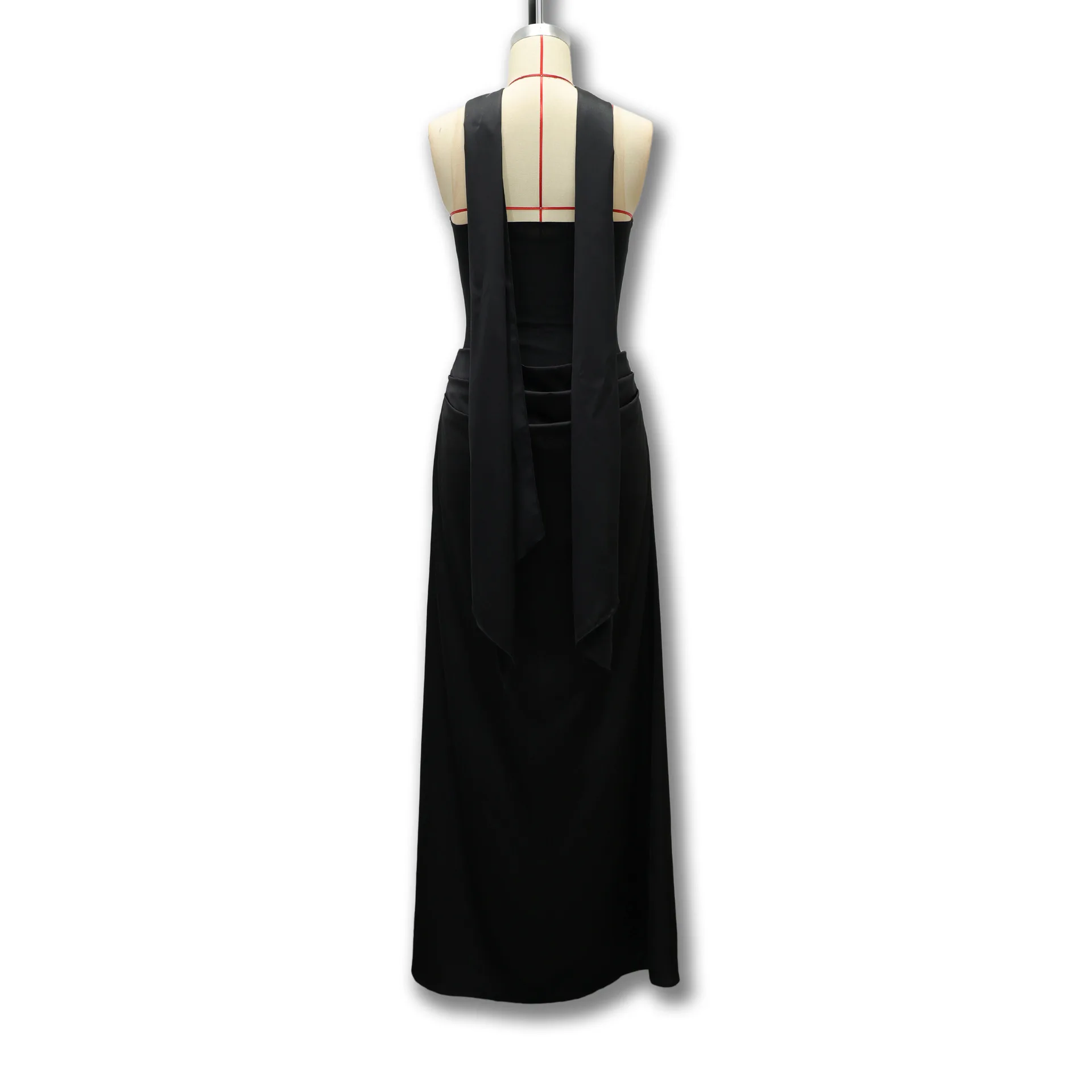 2026 Sommer Neues Elegantes Ärmelloses Figurbetontes Kleid für Damen mit Bandverzierung Formelles Bodycon-Kleid – Detail 9