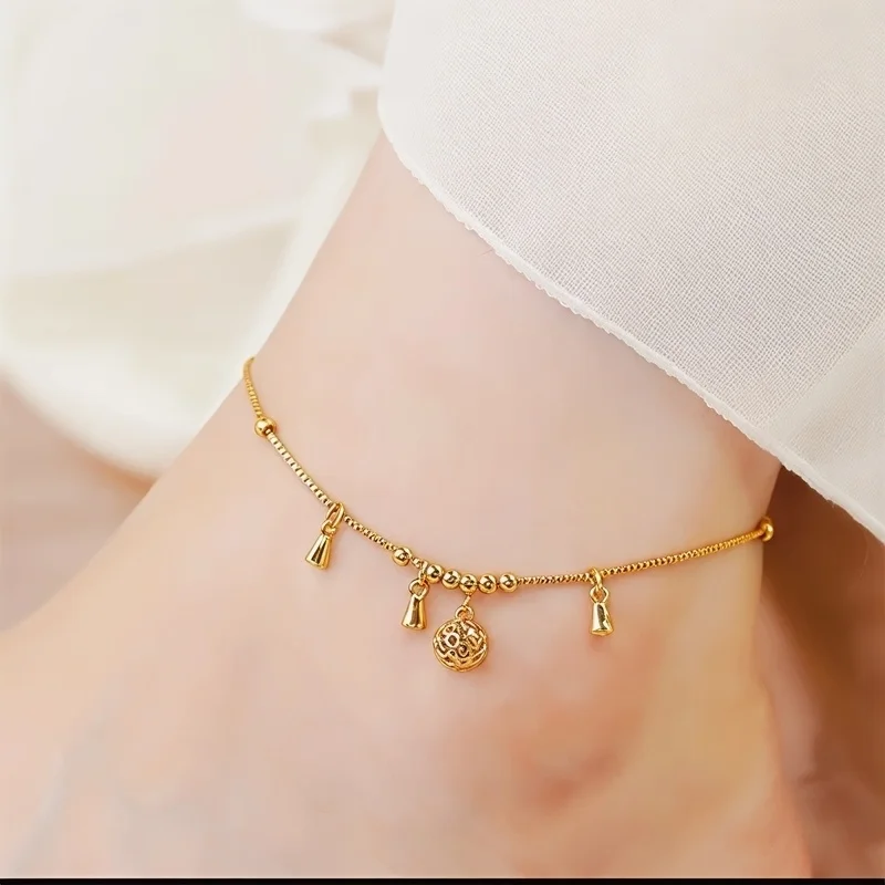 

Jewelry Anklet Fashion Golden Women's Anklet Foot Chain Jewelry adjustable waterproof Trendy2025 Beauty Luck