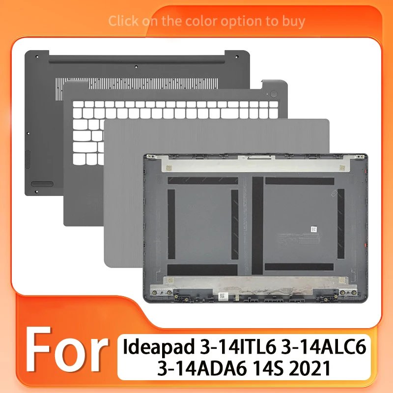 Gray New For Ideapad 3-14ITL6 3-14ALC6 3-14ADA6 14S 2021 Laptop LCD Back Cover Front Bezel Hinges Palmrest Bottom Case