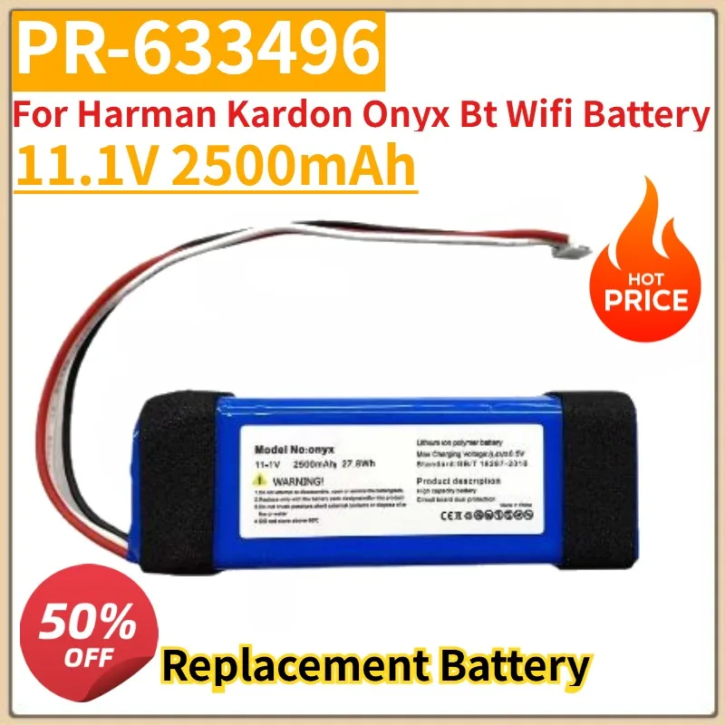 High Quality New PR-633496 11.1V 2500mAh Speaker Replacement Battery for Harman Kardon Onyx Bt Wifi Battery