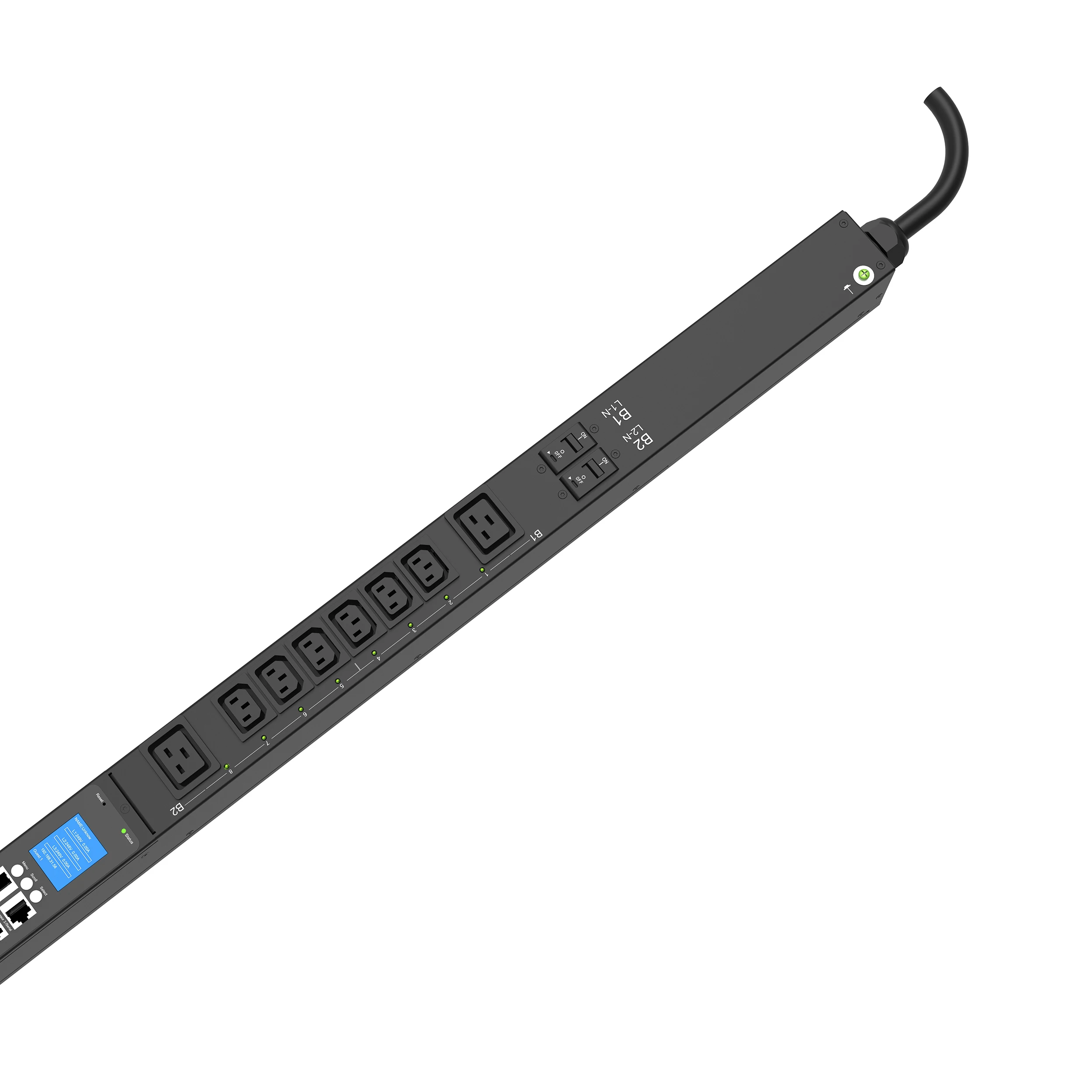 3 Phase Switched Pdu 32A 24 way 18*C13+6*C19 IEC Socket 0U vertical 200-240V/346-415VAC WYE Power Distribution Unit