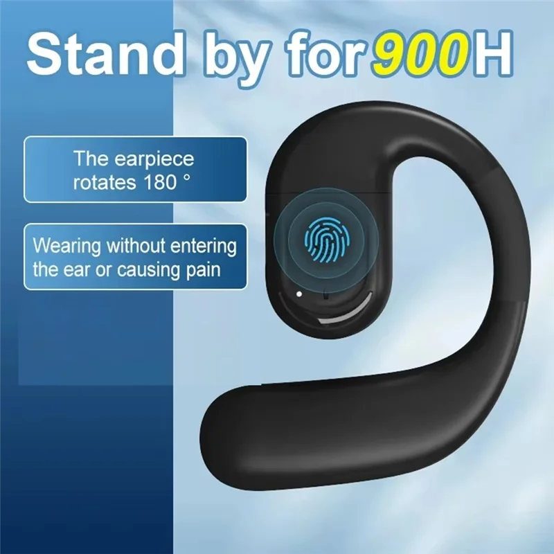 Excellent-New Business Wireless Headset 180° Rotatable Bluetooth 5. 4 Ear-Hook Earphone Air Conduction Touch Control Sports Hifi